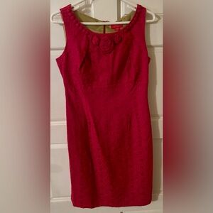 Signature by Sangria Rosette Detail Pink Midi Dress